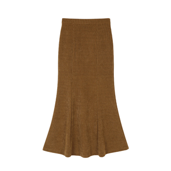 Ρετρό κομψή, κομψή, κοτλέ φούστα ισχίου, γυναικεία, ψηλόμεση, λεπτή, αδυνατιστική, μονόχρωμη φούστα με ουρά ψαριού, μεσαίου μήκους