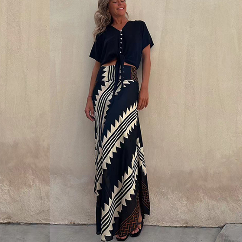 Najprodavanija prekogranična suknja A-uzorka za Europu i Sjedinjene Države iz 2023., udobna ležerna gornja suknja + prsluk bez rukava s resicama sa strane, udoban i prodavani set za Europu i Sjedinjene Države