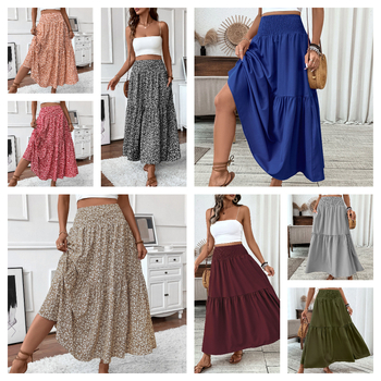 Dlhá sukňa A-Line, amazonská európska a americká kvetinová sukňa s cezhraničným vzorom, jesenná a letná luxusná dámska dáždniková sukňa