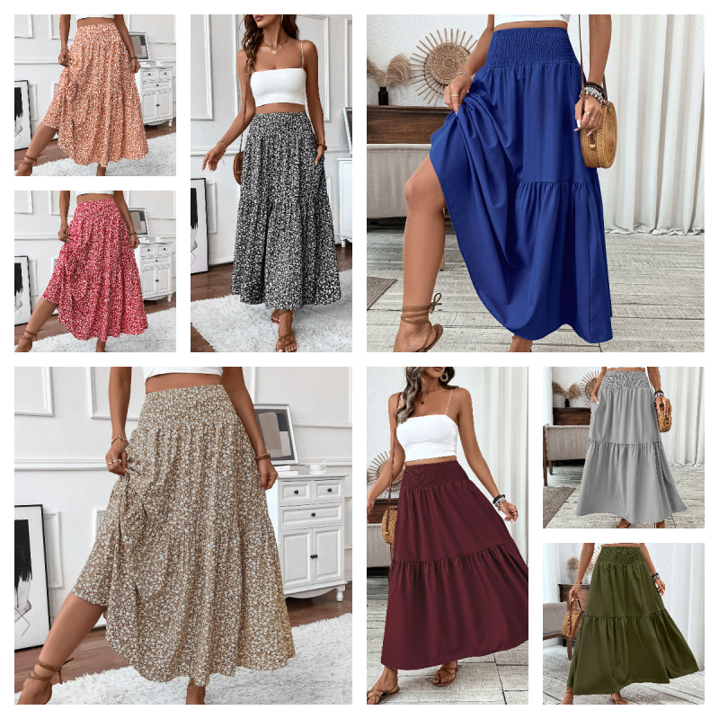Dlhá sukňa A-Line, amazonská európska a americká kvetinová sukňa s cezhraničným vzorom, jesenná a letná luxusná dámska dáždniková sukňa