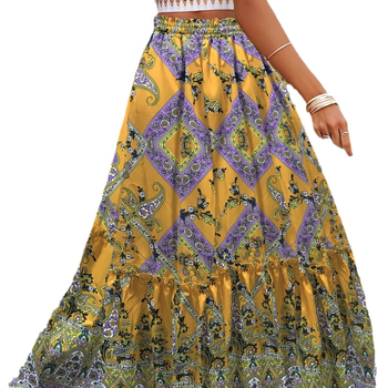 Лятна нова европейска и американска външна търговия Празнична бохемска плажна рокля Модна щампована пола