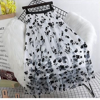 Γυναικεία φούστα με φαρδιά mesh, καλοκαιρινή, μεσαίου μήκους, αδυνατιστική, ντραπέ φούστα από γάζα, πλισέ φούστα, για μεγάλα μεγέθη, καλοκαίρι 2024