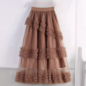 Φούστα Fungus CAke Mesh μεσαίου μήκους, μεγάλη φούστα σε γραμμή Α, για γυναίκες, μεγάλα μεγέθη, μισής διάρκειας