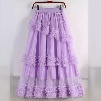 Φούστα Fungus CAke Mesh μεσαίου μήκους, μεγάλη φούστα σε γραμμή Α, για γυναίκες, μεγάλα μεγέθη, μισής διάρκειας