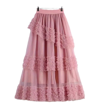 Φούστα Fungus CAke Mesh μεσαίου μήκους, μεγάλη φούστα σε γραμμή Α, για γυναίκες, μεγάλα μεγέθη, μισής διάρκειας