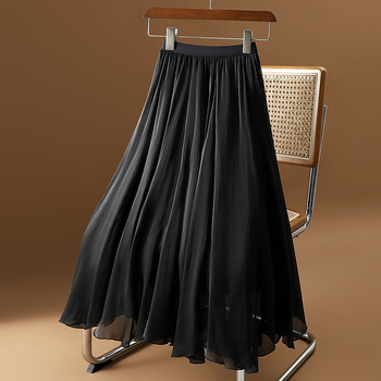 Nepravidelne splývavá gázová sukňa pre ženy, leto 2024, nová rozprávková áčková sukňa strednej dĺžky