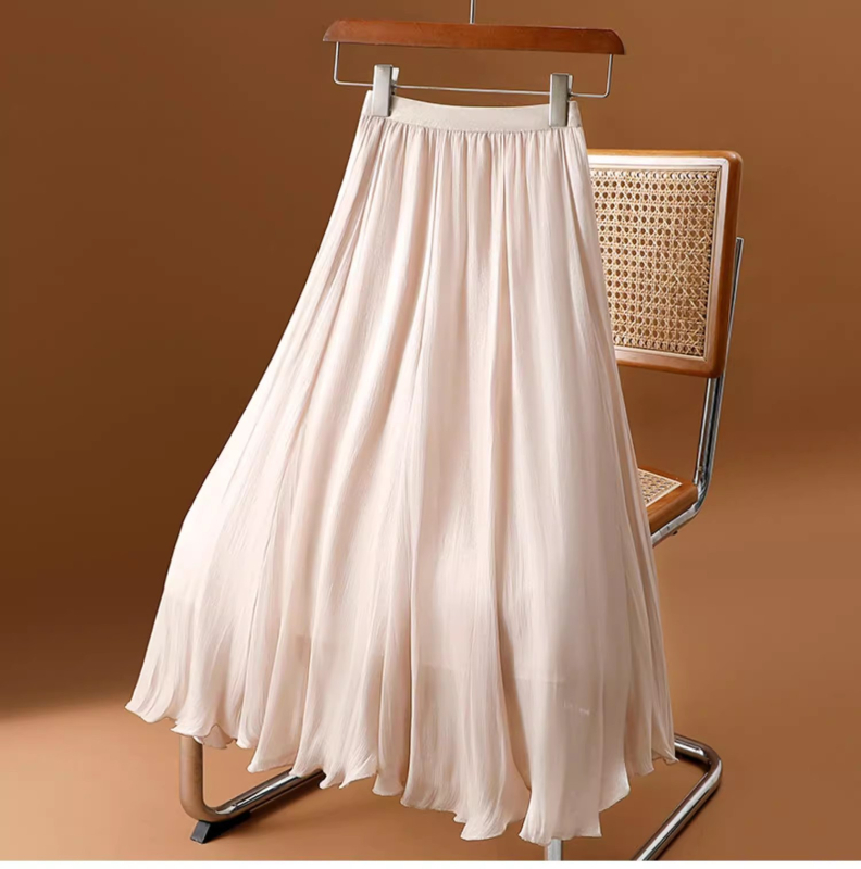 Nepravidelne splývavá gázová sukňa pre ženy, leto 2024, nová rozprávková áčková sukňa strednej dĺžky