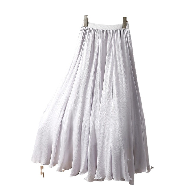 Fustă de tifon neregulată, fluidă, pentru femei, vara 2024, fustă nouă de lungime medie, cu linie A, model Fairy