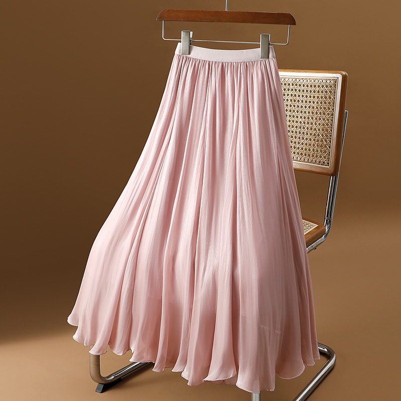 Nepravidelne splývavá gázová sukňa pre ženy, leto 2024, nová rozprávková áčková sukňa strednej dĺžky