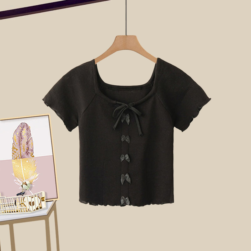 Modni ženski ljetni komplet za 2025. godinu, novi, za smanjenje dobi, majica kratkih rukava, visoki struk, mrežasta suknja od dva dijela, trendi set