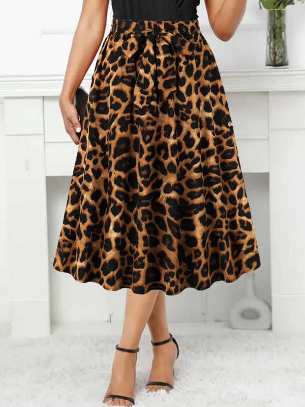 Cezhraničná horúca potlačená vlnová bodkovaná sukňa s opaskom