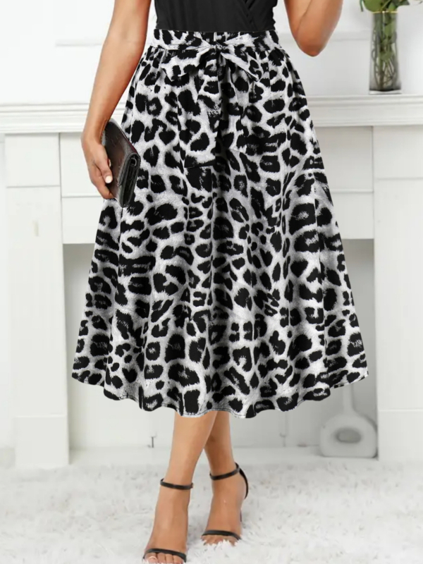 Cezhraničná horúca potlačená vlnová bodkovaná sukňa s opaskom