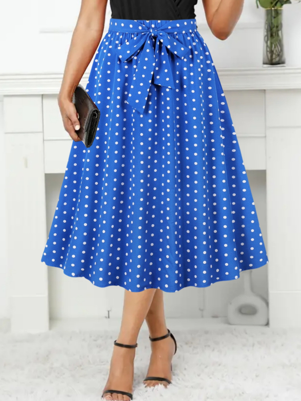 Cezhraničná horúca potlačená vlnová bodkovaná sukňa s opaskom