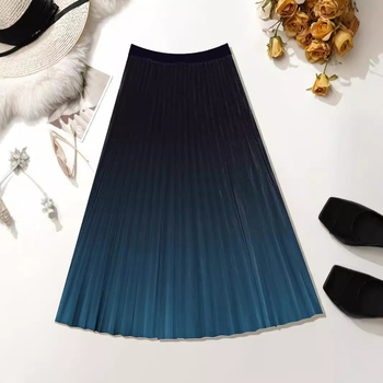 Външна търговия Трансгранична красота Отслабване Фалшив вятър Пола до тялото Отслабване Плисирана пола с щампована плисирана пола Проста и елегантна