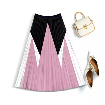 Външна търговия Трансгранична красота Отслабване Фалшив вятър Пола до тялото Отслабване Плисирана пола с щампована плисирана пола Проста и елегантна