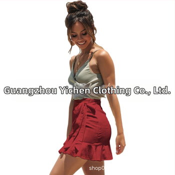 Γυναικεία κοντή φούστα Amazon από την Ευρώπη και την Αμερική, μονόχρωμη, ψηλόμεση, πολύχρωμη φούστα μέχρι τους γοφούς, σε διασυνοριακό στυλ, 8766