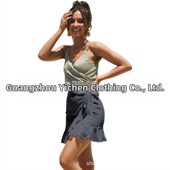 Γυναικεία κοντή φούστα Amazon από την Ευρώπη και την Αμερική, μονόχρωμη, ψηλόμεση, πολύχρωμη φούστα μέχρι τους γοφούς, σε διασυνοριακό στυλ, 8766