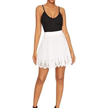 Γυναικεία φούστα με ψηλή μέση, μονόχρωμη, κοίλη, μεγάλη, κούνια, για την άνοιξη και το καλοκαίρι του 2021, Amazon, σε διασυνοριακό στυλ, με ευρωπαϊκή και αμερικανική γραμμή