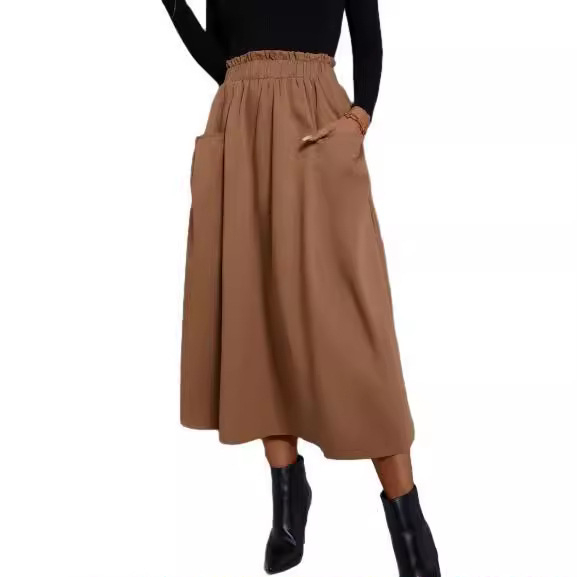 Elegantná sukňa s vysokým pásom, európsky a americký cezhraničný export, elegantná sukňa s vysokým pásom a stredne dlhým dizajnom v štýle A