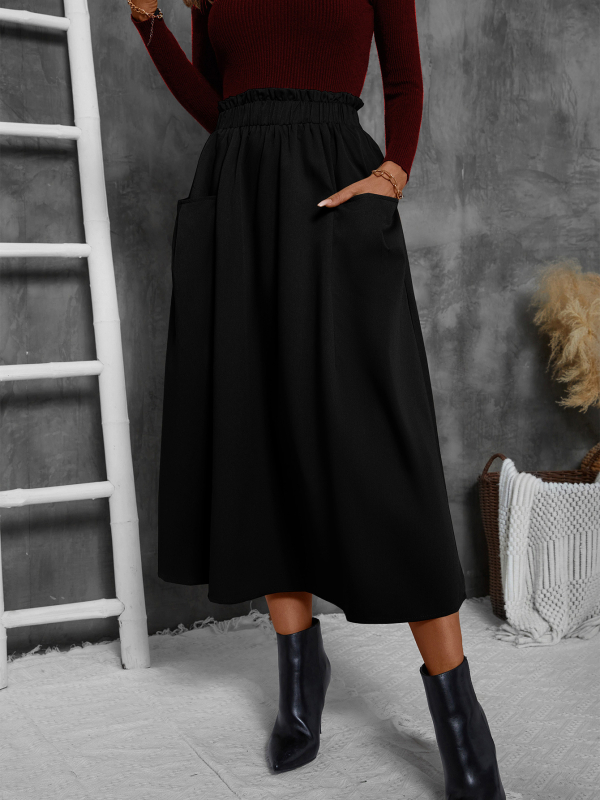 Elegantná sukňa s vysokým pásom, európsky a americký cezhraničný export, elegantná sukňa s vysokým pásom a stredne dlhým dizajnom v štýle A