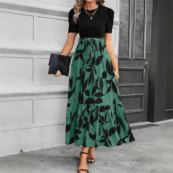 Amazon AliExpress prekogranična prodaja za europske i američke ženske elegantne haljine visokog struka s cvjetnim printom