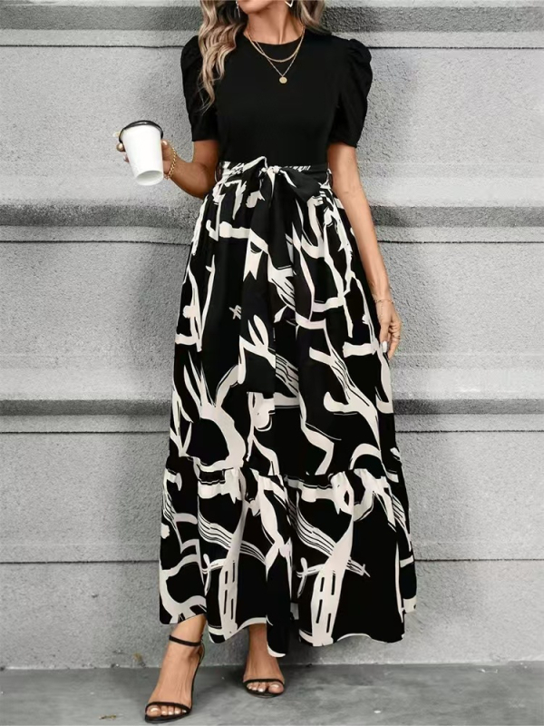 Amazon AliExpress prekogranična prodaja za europske i američke ženske elegantne haljine visokog struka s cvjetnim printom