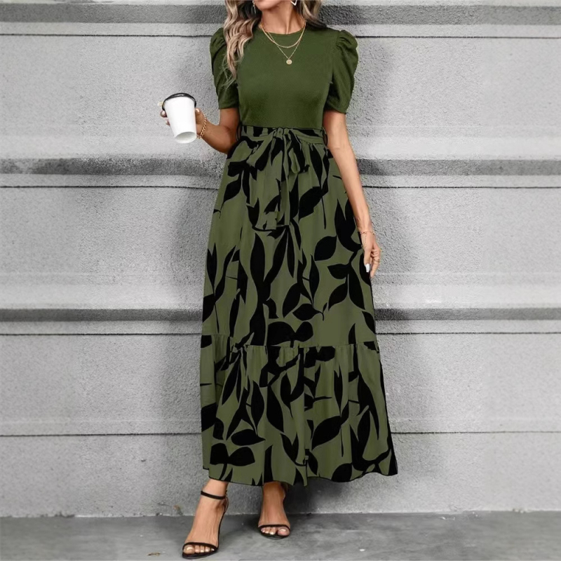 Amazon AliExpress prekogranična prodaja za europske i američke ženske elegantne haljine visokog struka s cvjetnim printom