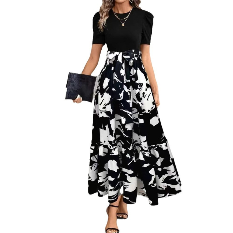 Amazon AliExpress prekogranična prodaja za europske i američke ženske elegantne haljine visokog struka s cvjetnim printom