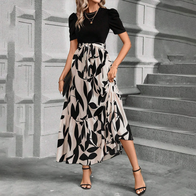 Amazon AliExpress prekogranična prodaja za europske i američke ženske elegantne haljine visokog struka s cvjetnim printom