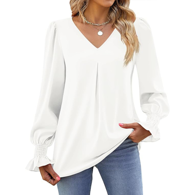 Nova modna ležerna košulja dugih rukava s V-izrezom za jesen i zimu 2023., široka šifonska košulja s dugim rukavima, Amazon AliExpress, za jesen i zimu