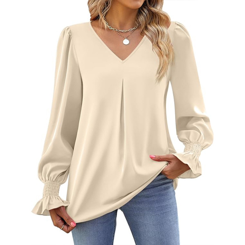 Nova modna ležerna košulja dugih rukava s V-izrezom za jesen i zimu 2023., široka šifonska košulja s dugim rukavima, Amazon AliExpress, za jesen i zimu