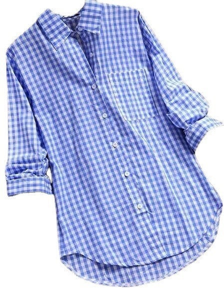 2025 Cezhraničné Amazon Aliexpress Ebay Nové kockované dlhé nohavice s klopou a dlhým rukávom, retro košeľa s gombíkami pre ženy