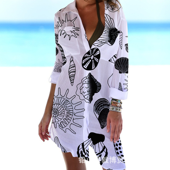 Amazon neovisna postaja 2022 proljeće i ljeto europska i američka majica srednje duljine s printom, bluza s printom za odmor na plaži i zaštitu od sunca