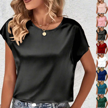 Cezhraničné 2024 Amazon želá európske a americké dámske letné nové ležérne voľné tričko s krátkym rukávom a okrúhlym výstrihom pre ženy