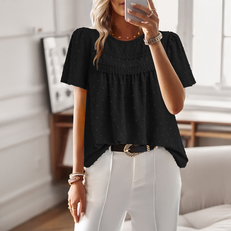 „Kaikuo Cross-Border“ moteriški marškinėliai iš „Amazon“ 2024 m. pavasario ir vasaros eksporto laisvalaikio vienspalviai marškinėliai apvalia kaklu trumpomis rankovėmis