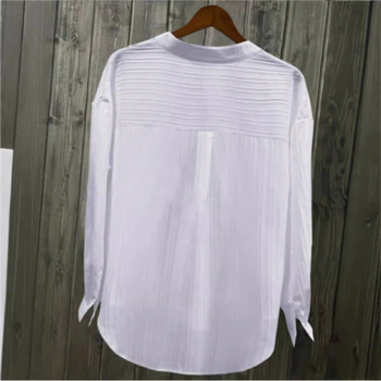 Dámske biele tričko s dlhým rukávom pre ženy z roku 2024, voľné a ležérne, s výstrihom do V