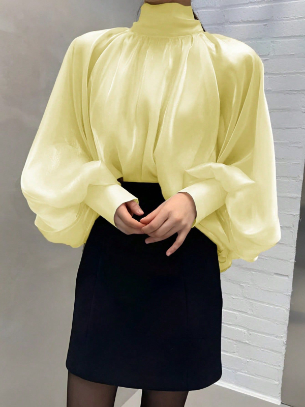 Prekogranične europske i američke proljetne i jesenske nove majice s visokim ovratnikom, modni temperament, visoke pripadnice ženskog spola, široke košulje za žene