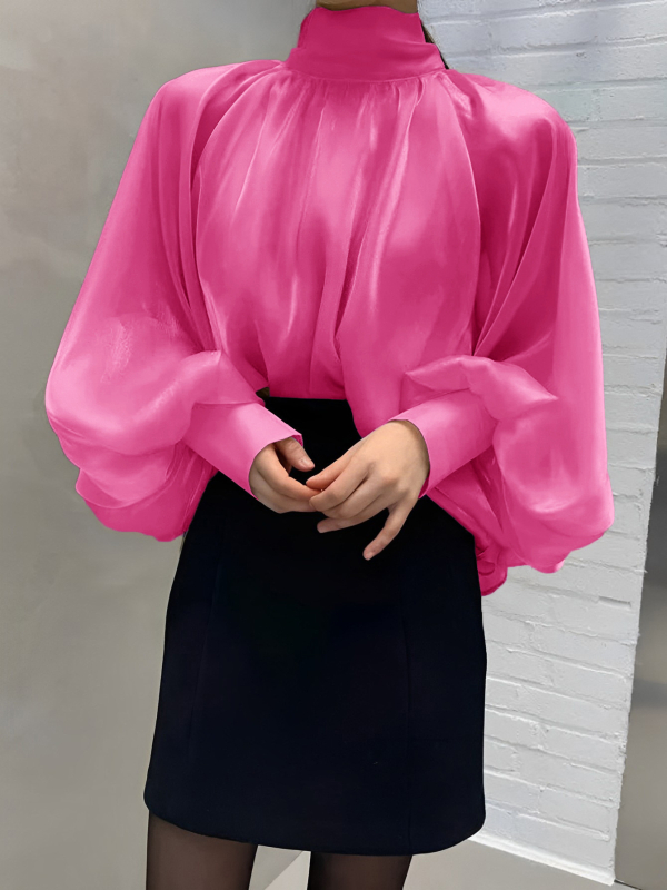 Prekogranične europske i američke proljetne i jesenske nove majice s visokim ovratnikom, modni temperament, visoke pripadnice ženskog spola, široke košulje za žene