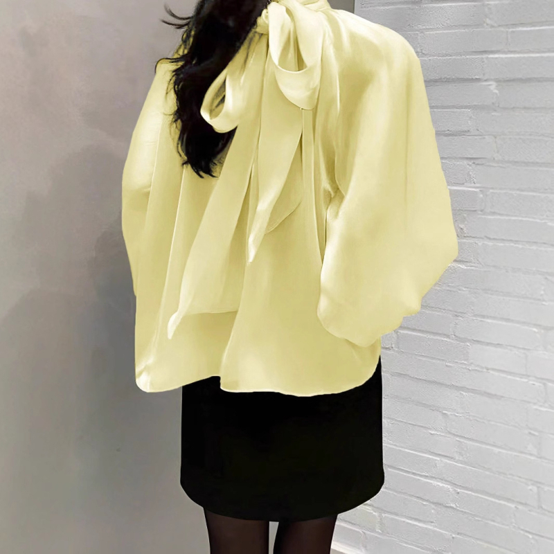 Prekogranične europske i američke proljetne i jesenske nove majice s visokim ovratnikom, modni temperament, visoke pripadnice ženskog spola, široke košulje za žene