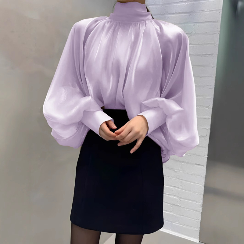 Prekogranične europske i američke proljetne i jesenske nove majice s visokim ovratnikom, modni temperament, visoke pripadnice ženskog spola, široke košulje za žene