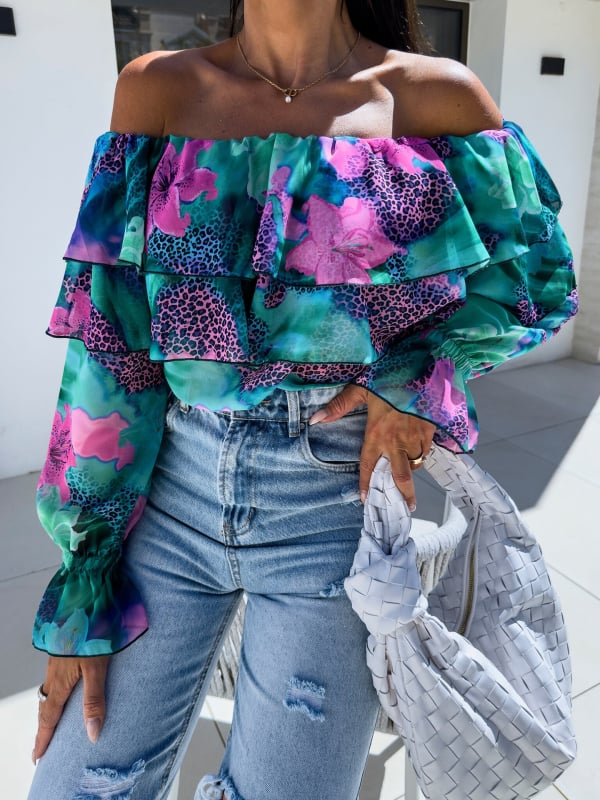 Jesenska seksi modna majica s printom na ramenima za žene, Amazon Explosions, 2024.