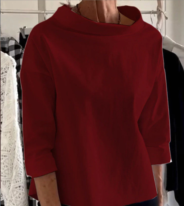 2024 Prekogranična europska i američka jesenska baršunasta majica od pamuka i poliestera s dugim rukavima, dolčevita ženska majica s kratkim rukavima, tvornička izravna prodaja