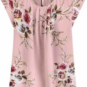 Μεγάλη Ποσότητα Spot Cross-border 2024 Γυναικείο Casual Στρογγυλό Πουκάμισο με Λουλούδι και Πλισέ Λεπτό Aliexpress με Στάμπα