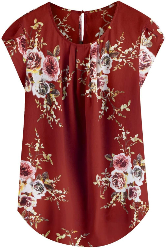 Μεγάλη Ποσότητα Spot Cross-border 2024 Γυναικείο Casual Στρογγυλό Πουκάμισο με Λουλούδι και Πλισέ Λεπτό Aliexpress με Στάμπα