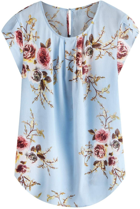 Μεγάλη Ποσότητα Spot Cross-border 2024 Γυναικείο Casual Στρογγυλό Πουκάμισο με Λουλούδι και Πλισέ Λεπτό Aliexpress με Στάμπα