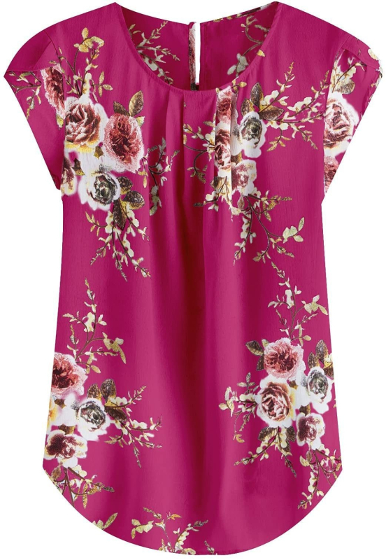 Μεγάλη Ποσότητα Spot Cross-border 2024 Γυναικείο Casual Στρογγυλό Πουκάμισο με Λουλούδι και Πλισέ Λεπτό Aliexpress με Στάμπα