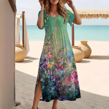 2025 Novi europski i američki trend vanjske trgovine, Joker modni trend visoke kvalitete, haljina kratkih rukava s okruglim izrezom, WD29