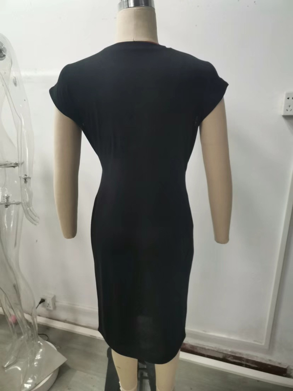 Ženska ležerna haljina Uska haljina S prednjim čvorom Okrugli izrez Haljina srednje duljine Modna osnovna dnevna kratka haljina za izlaske