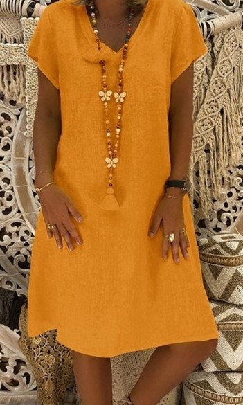 2019wish AliExpress Amazon explosions sukňa s krátkym rukávom jesenné letné šaty s výstrihom do V, 11 farieb, osem yardov