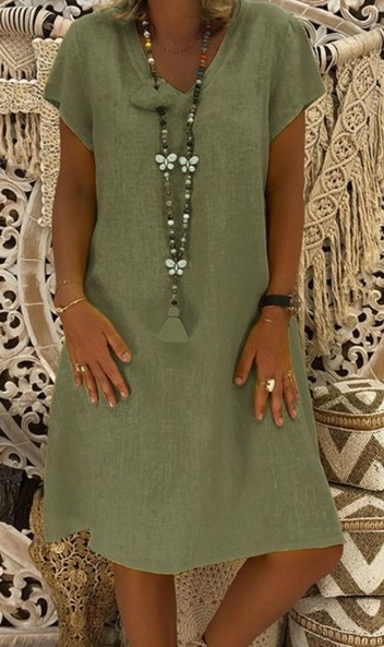 2019wish AliExpress Amazon explosions sukňa s krátkym rukávom jesenné letné šaty s výstrihom do V, 11 farieb, osem yardov